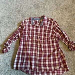 Carhartt Burgundy Plaid Women’s Button Down Shirt